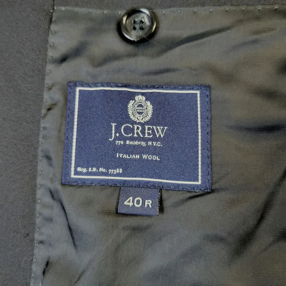 J Crew Loro Piana‎ Super 120's Wool Blazer Men's 40R Black Suit Jacket Career